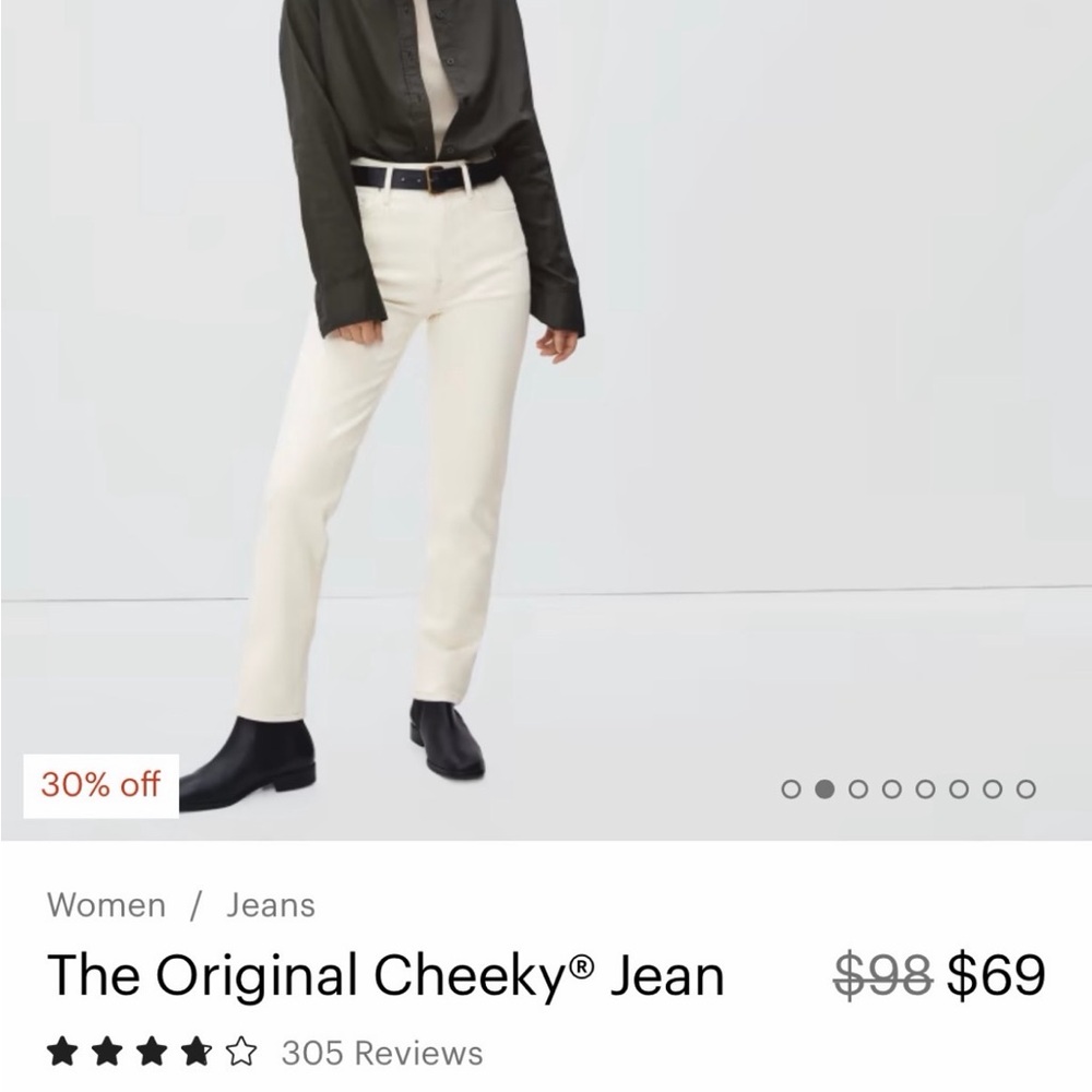 Everlane The Original Cheeky Jean Ecru Organic Cotton Women’s Size 25 Cropped